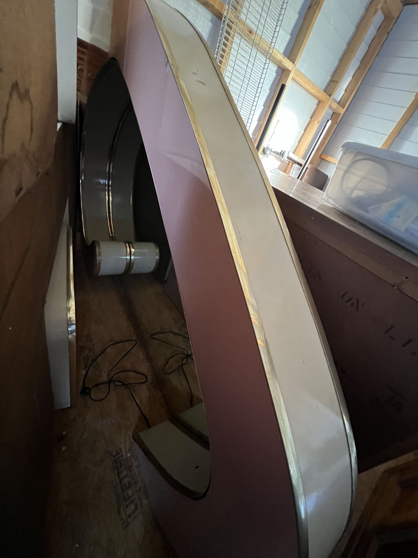 Pink And White 5 Piece Vintage Vanity With Original Stool