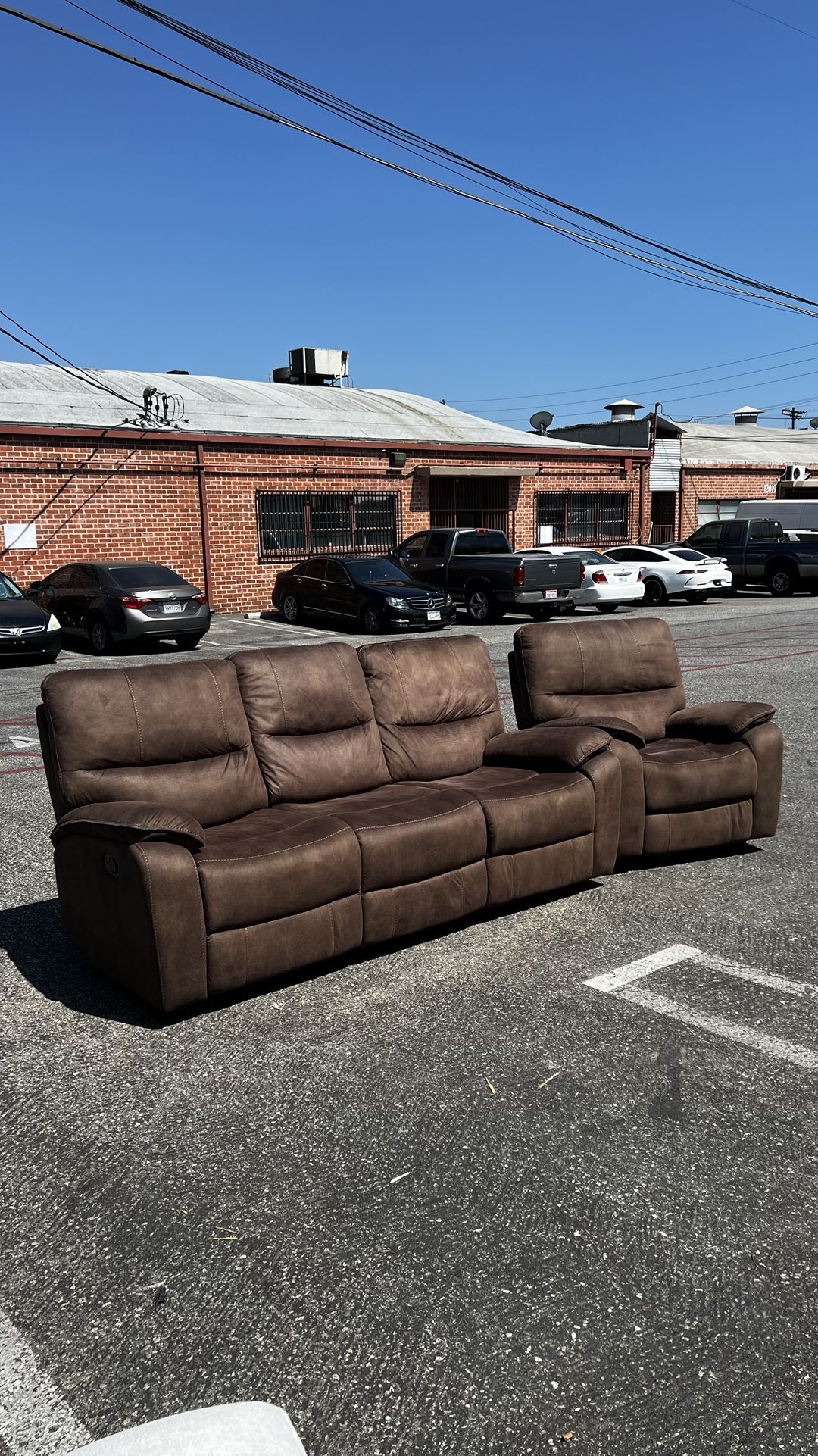 Barcalounger Henley Fabric Manual Reclining Sofa and Swivel Glider Recliner