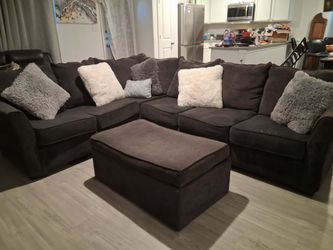 Dark Gray Sectional Sofa with Ottoman