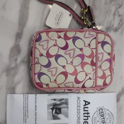 Coach Monogram Wristlet with Hearts COA