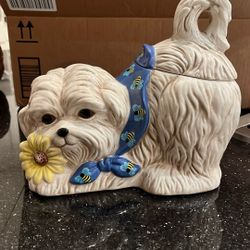 ELIZA JANE Golly Gee Ceramic  Dog Treat Cookie Jar .