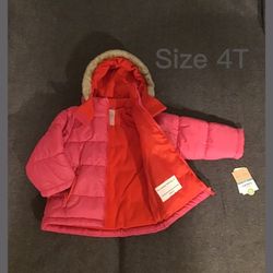 Carters bright pink winter snow jacket girls 4T new with tags