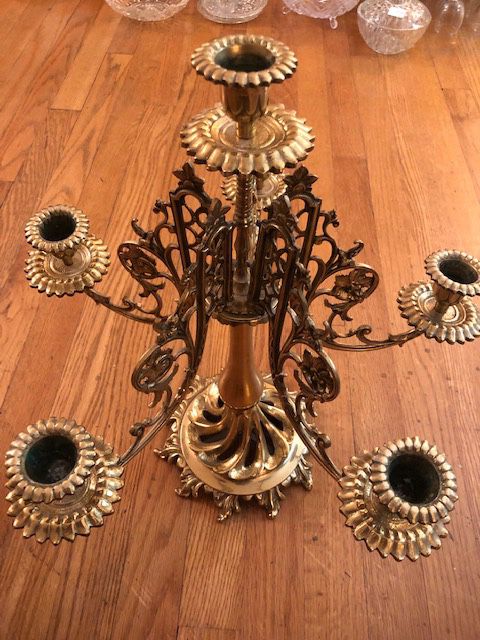 Middle Eastern / Turkish Brass Candelabra ( heavy, 6 candles holders ) 