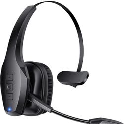 Trucker Bluetooth Headset, Wireless Headset with Mic, Bluetooth Headsets with Dual Noise Cancelling Microphone & Mute Button, 55Hrs Working Time PC He