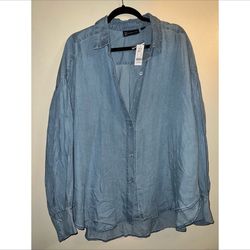 New York & Company Denim Button Down Shirt