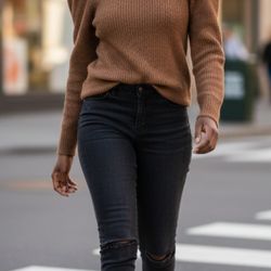 Industry Clothing Women Taupe Heather Mock Neck Knit Sweater *ALL SIZES*