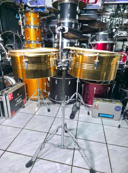 Gold Timbale With Stand And Cowbell  !! $100 Or Best Offer !