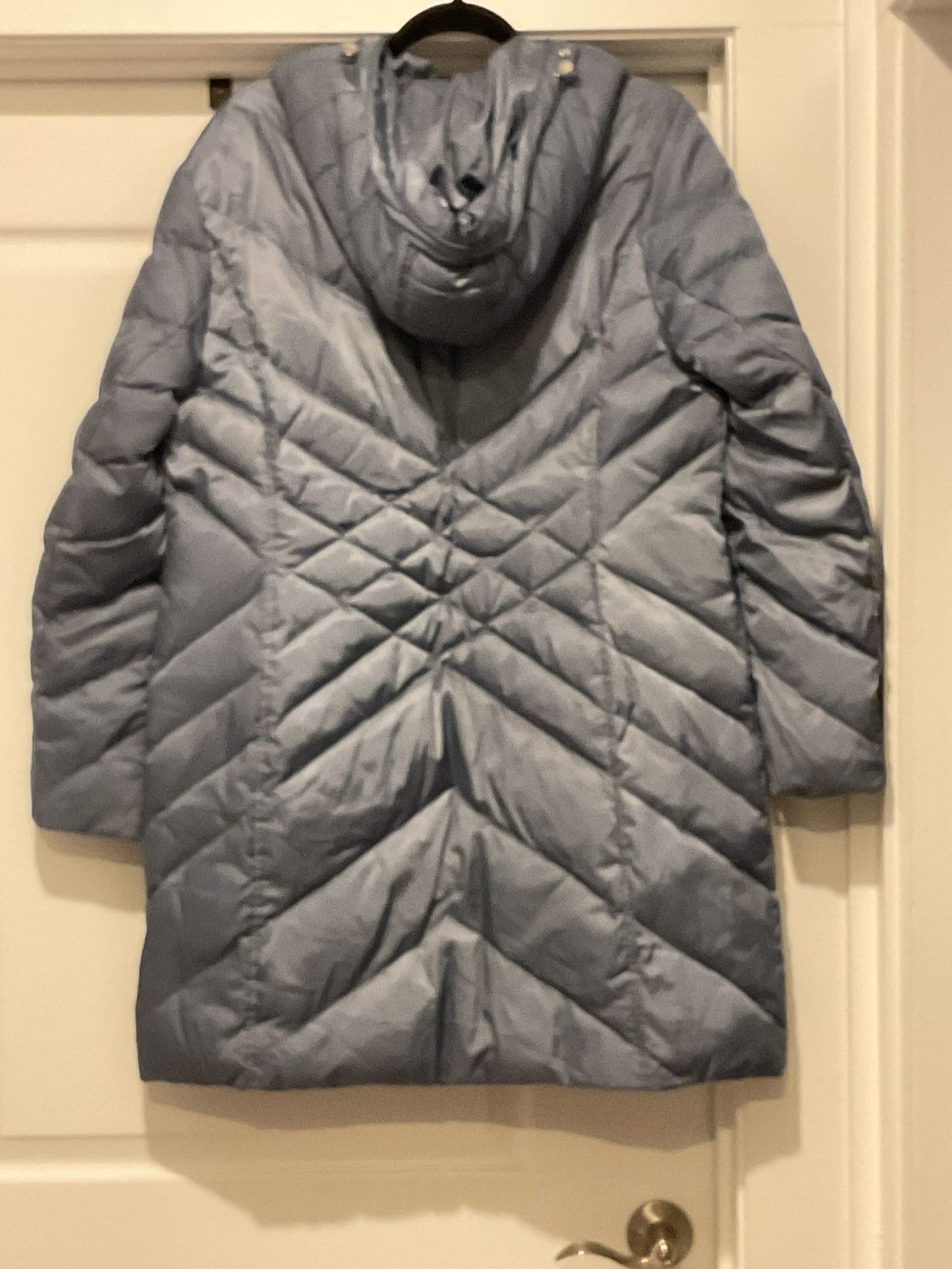 Kenneth Cole Reaction Down Parka Faux Fur Hooded Baby Blue XL Women’s Long Coat Jacket