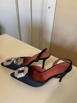 Black Satin heels size 8