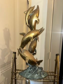 Vintage Brass Dolphins Decoration