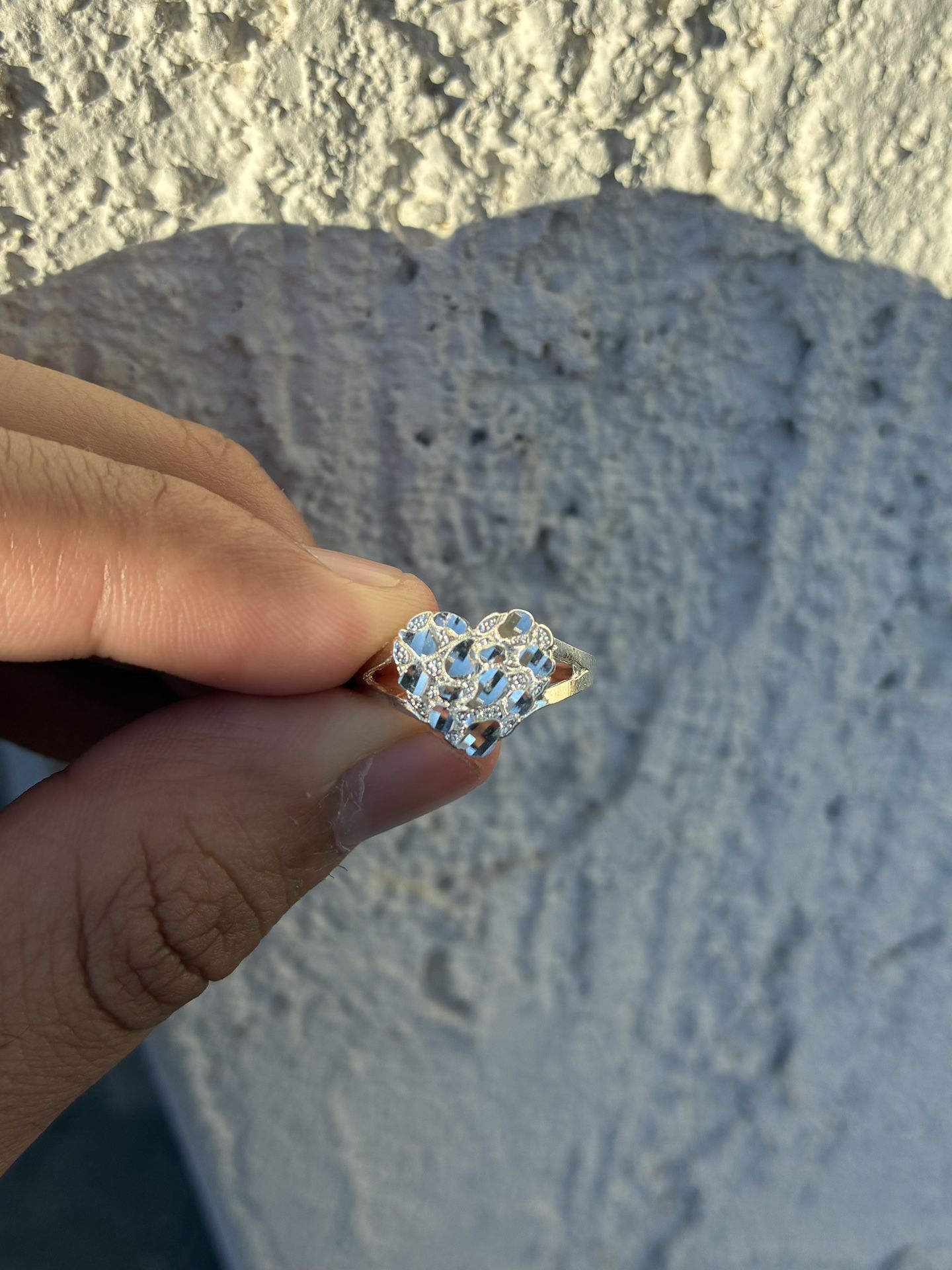 925 Silver Heart Nugget Ring