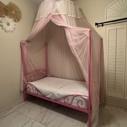 Pink Princess Canopy Bed Frame (Twin Size)