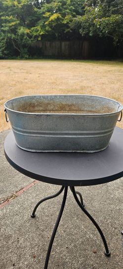 Old Galvanized Metal Oval Tub with Handles