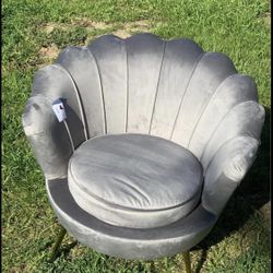 Grey velvet accent Chair With Gold Legs