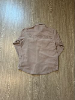 Supreme Embroidered Logo Fleece Shirt Jacket – Tan/beige