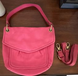 Fossil Pink Shoulder Bag Detachable Strap Magnetic Closure Pockets Gold