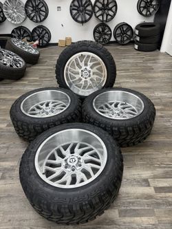 22”x12 TIS 544 Machined wheels rims 6 or 8 lug avail w.Tires 33”35” (4) new-We Finance