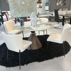 New Dining Table Set 5 PCs Marble 