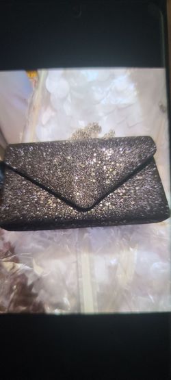 Black Sparkly Envelope Clutch Bag