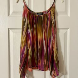 Angie Colorful Off Shoulder Dress Tank Top Pink Brown Red Orange White Yellow Purple Blue Size Medium