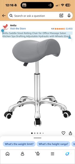 Antlu Saddle Stool Rolling Chair for Office Massage Salon Kitchen Spa Drafting,Adjustable Hydraulic with Wheels (Grey