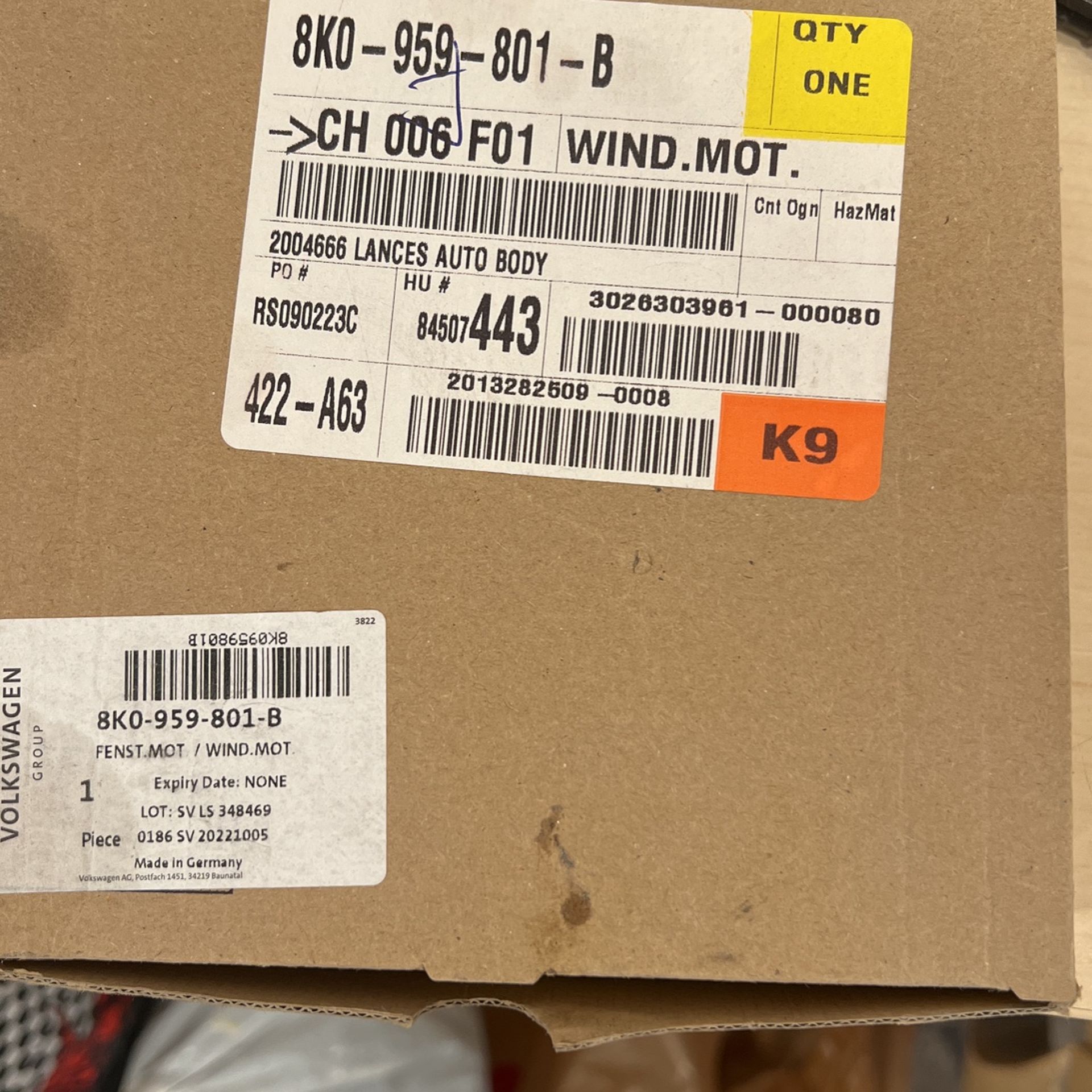 Audi A7 Drivers Window Motor