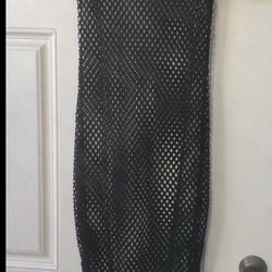 New Black Fishnet Maxi Dress - Large