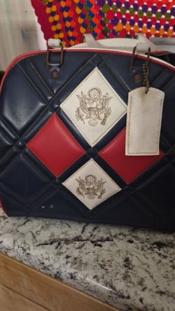 Vintage Bowling ball and Matching Leather bag