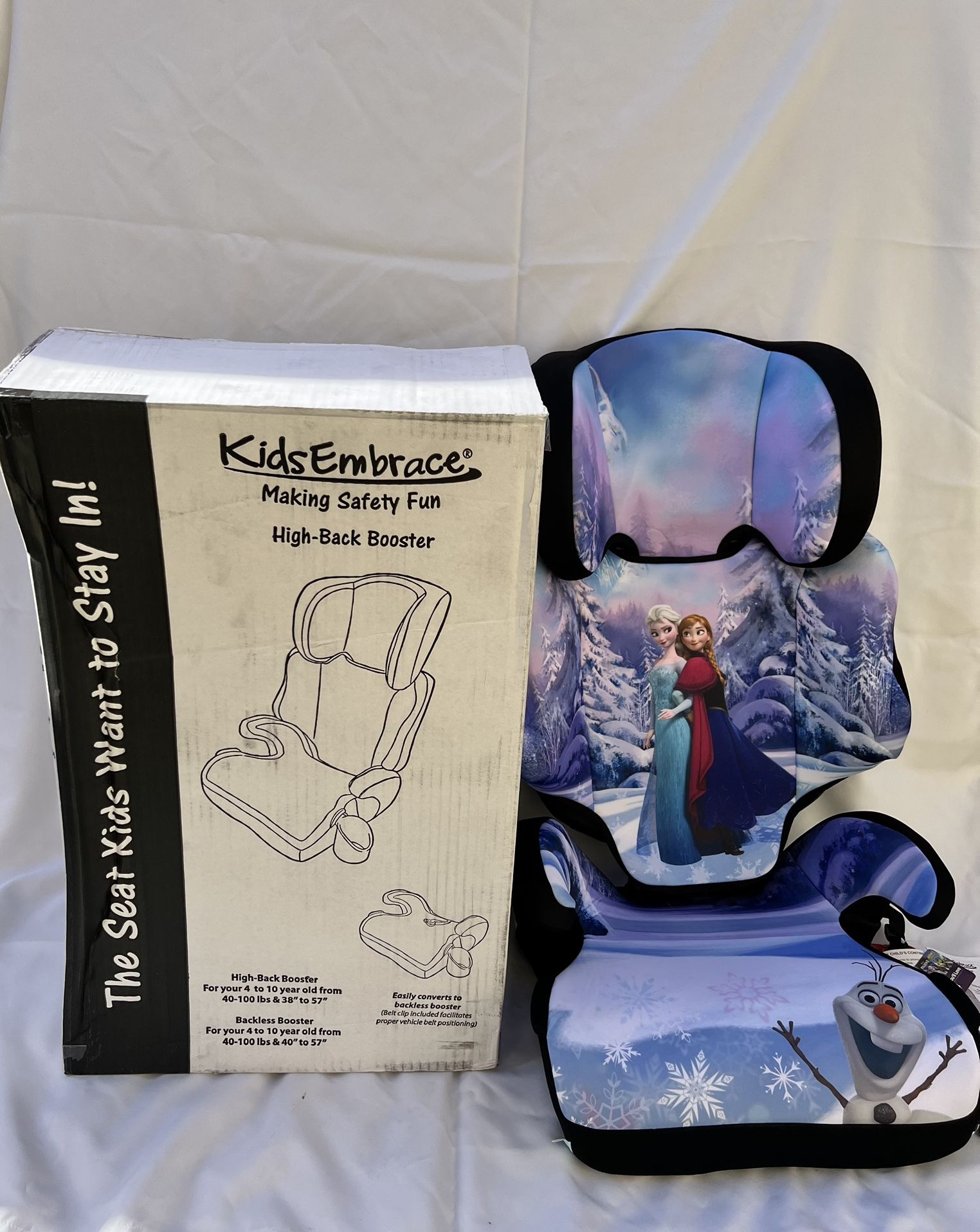 New  In Box Carseat & Booster FROZEN  2-1 