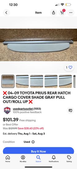 04-09 Toyota Prius Rear Cargo Roll Cover