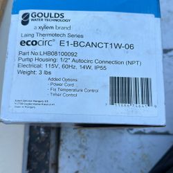 Brand New Goulds Laing E1-BCANCT1W-06 Circulator Pump