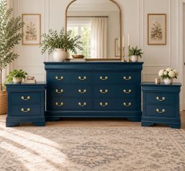 Navy Refinished Dresser Set