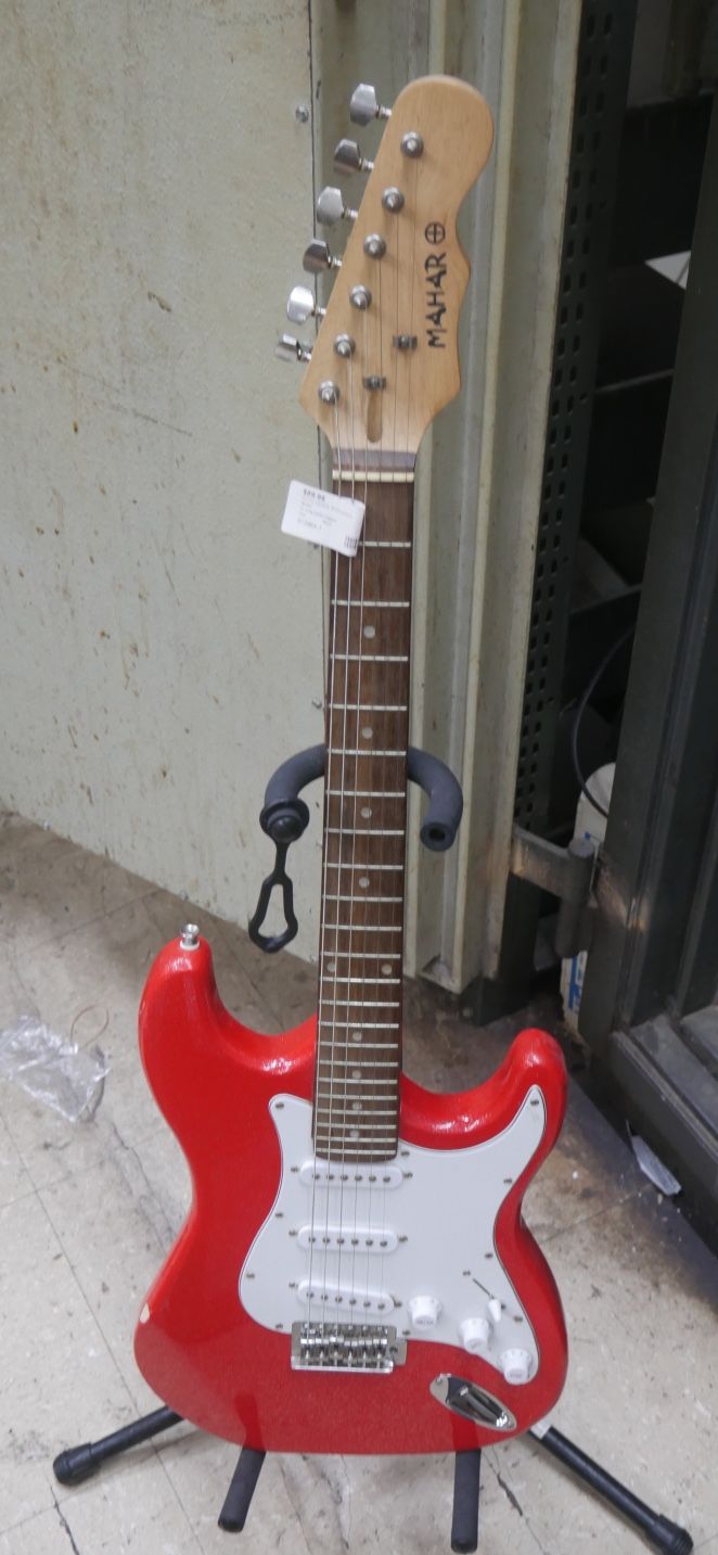 MAHAR RED SPARKLY SIX STRING GUITAR 872884-1