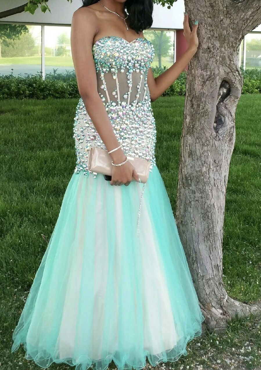 Mermaid Corset Rhinestone Strapless Prom Dress