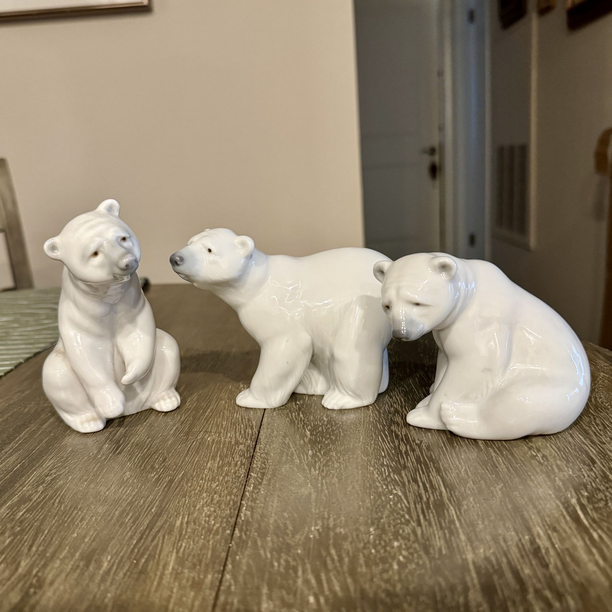 Lladro Polar Bear Figurines - Set of 3