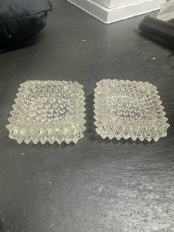Two Vintage Fenton Clear Glass HoOpen Salt Cellar Fits Tea Light