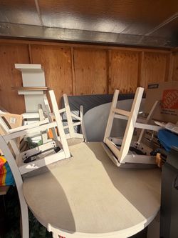 White Wood Dining Table with Chairs