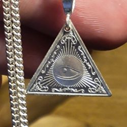 .999 Fine Silver Pendant All Seeing Eye 2g Pendant 1" Long 