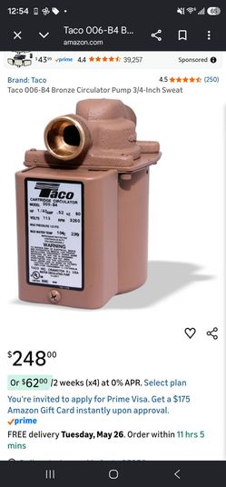 Taco  cartridge circulator pump