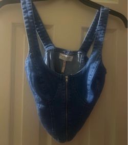 Denim Zip-Up Crop Top