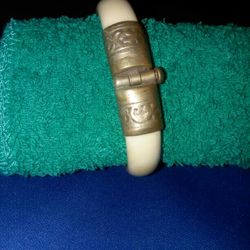 Vintage Ivory & Brass Bracelet 