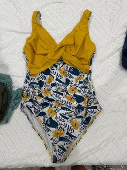 Summersunshine Maternity One Piece Swimwear Front Cross Pregnancy Swimsuit Bathing Suit Maternity Bikini Yellow Flowers L