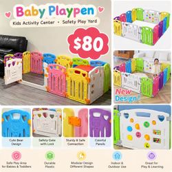 Large Colorful Baby Playpen / Kids Activity Center Safety Play Yard