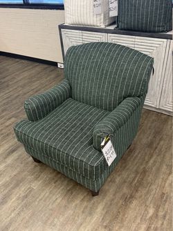 Forest Green Pinstripe Accent Chair - Forest Green With Cream Pinstripe | Armchair