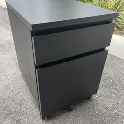 Black 2-Drawer Rolling File Cabinet 