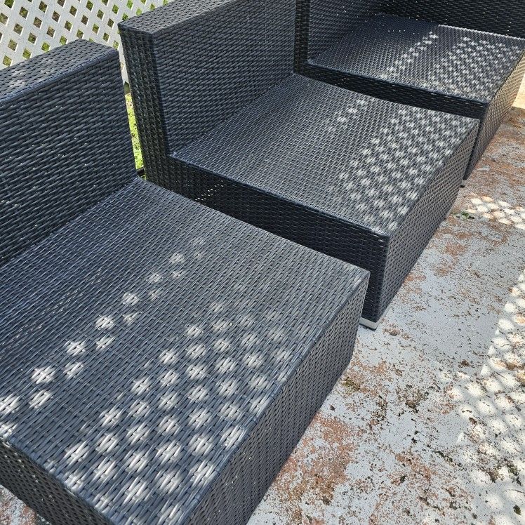 Juego Sofa Modular PATIO - OUTDOOR WICKER COUCH  3 Pieces -  NO CUSHIONS 