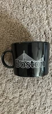 Boston city black ceramic coffee tea mug new
