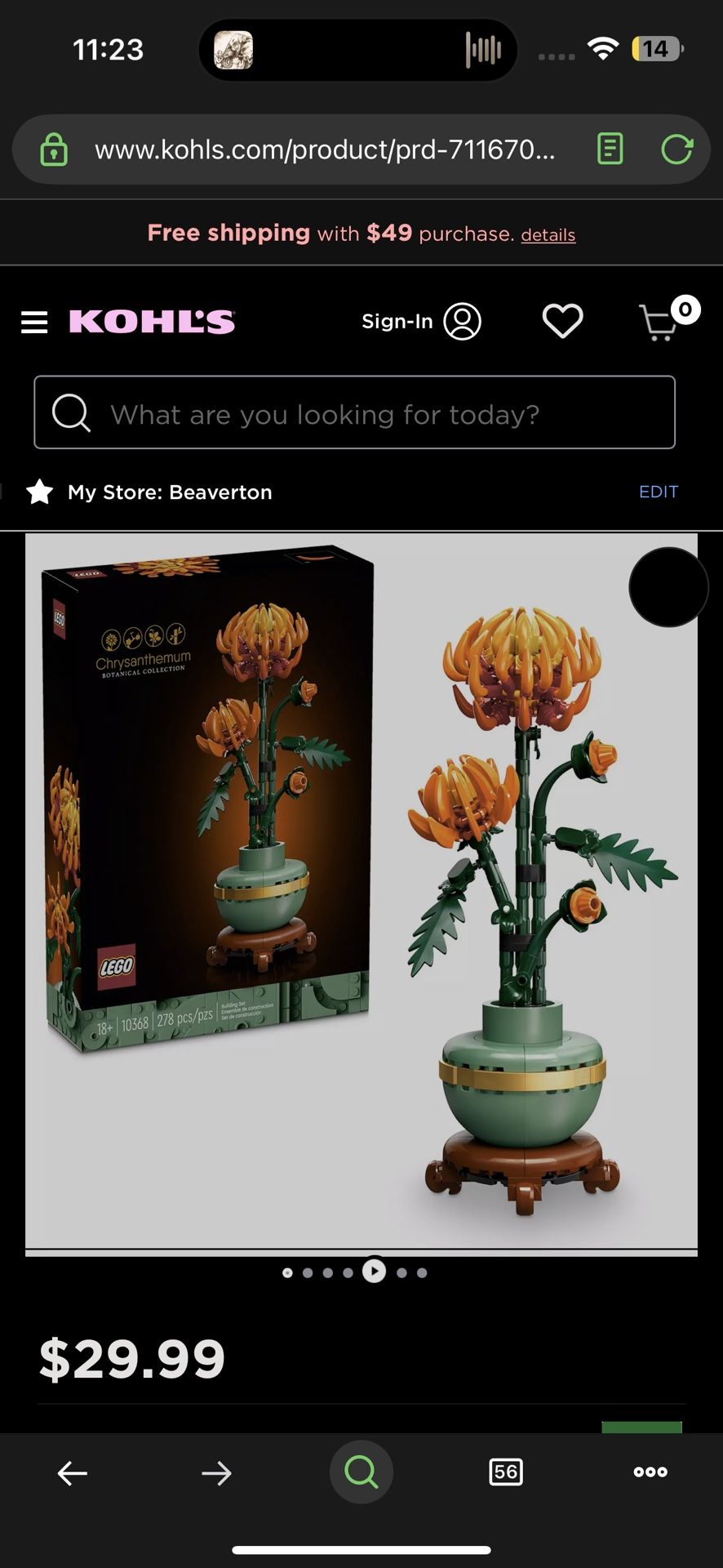 LEGO® Botanical Collection Chrysanthemum 18+ | #10368 | 278 pieces Year: 2024