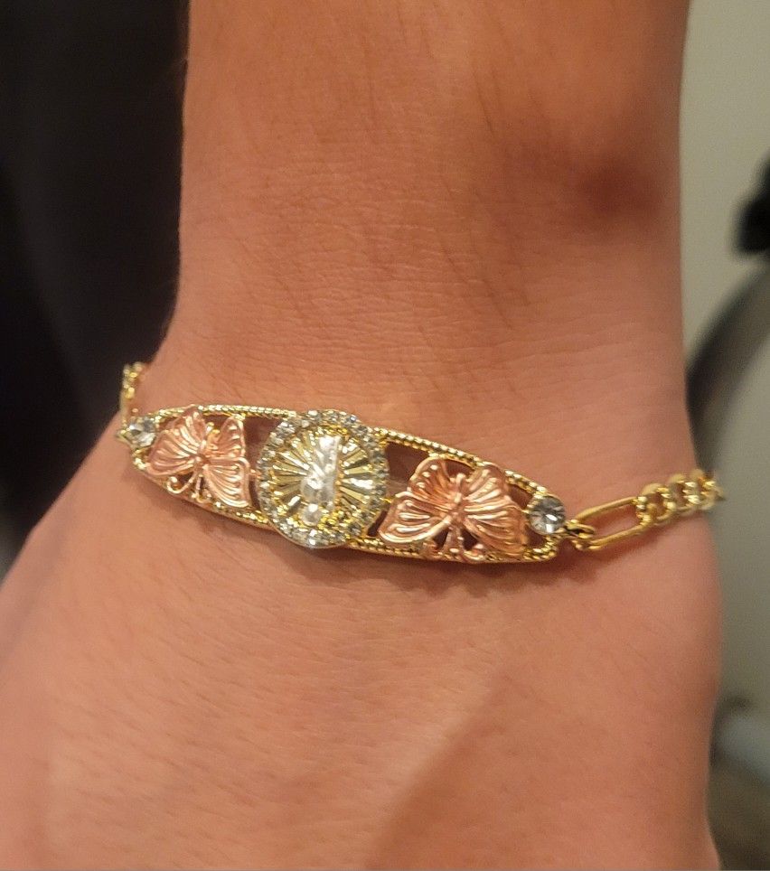 Bracelet 8" St Jude With Butterflies Laminated Gold
