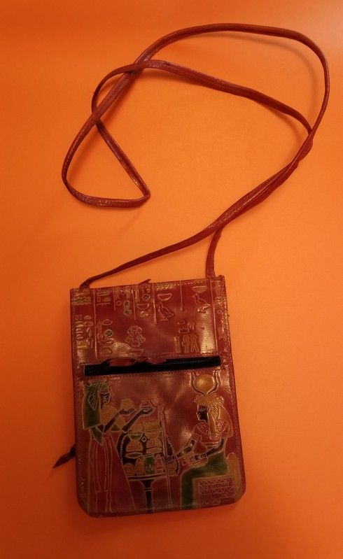Crossbody Flat Wallet Hieroglyphics Design